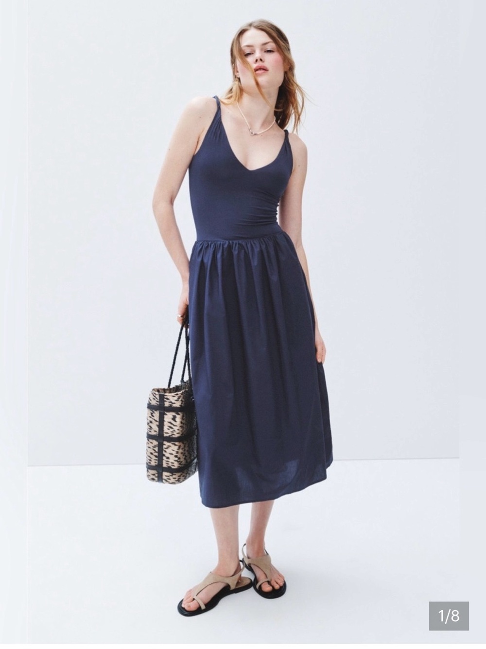 Rails Franca dress Navy V-Neck Sleeveless Midi Dress